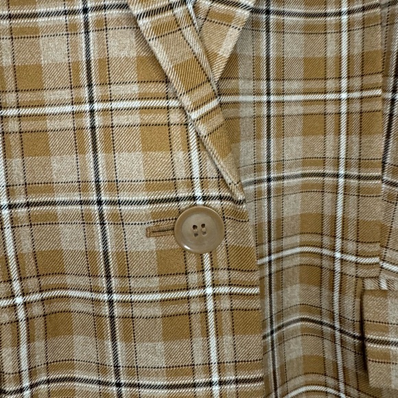 Melrose and Market Plaid print notched lapel one button Women's Blazer medium - Picture 5 of 12